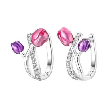 Imagem de Brinco de argola de prata 925 para mulheres pendientes lua sol brincos