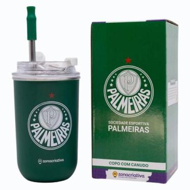 Imagem de Copo Inox Com Canudo E Tampa 300Ml Palmeiras - Zona Criativa
