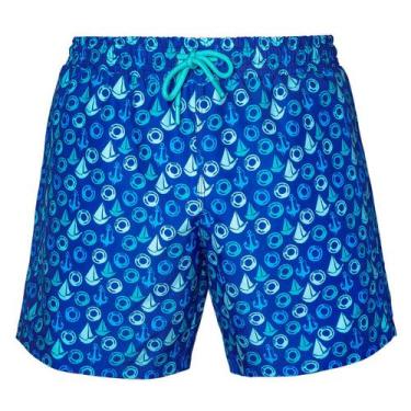 Imagem de Short De Banho Sailing Com Forro De Malha, Três Bolsos, Cós Elástico C