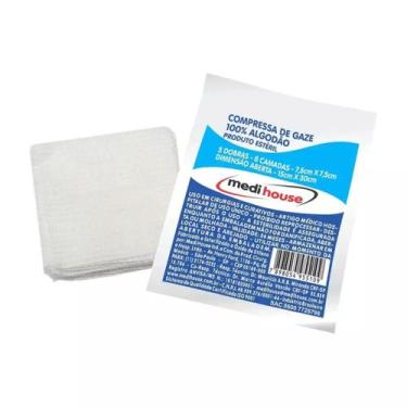 Imagem de Compressa de Gaze 7,5x7,5 11 Fios Estéril c/10 unidades - Medi House -