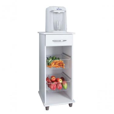 Imagem de Fruteira Regia Com 2 Cestos E 1 Gaveta Branco Brilho - Móveis Fiorello