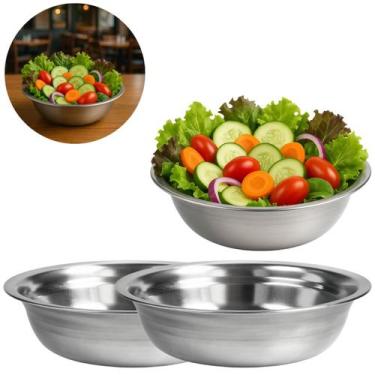Imagem de 2 Tigelas Bowl Saladeira Redonda Cumbuca em Aço Inox 1L - Mares Comerc
