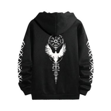 Imagem de Moletom Masculino Preto Casual Com Capuz Para Outono/Inverno, Estilo E