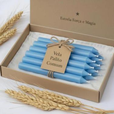 Imagem de Vela Azul Claro Palito Comum 1 kg  Oração, Paz e Uso Espiritual - Estr