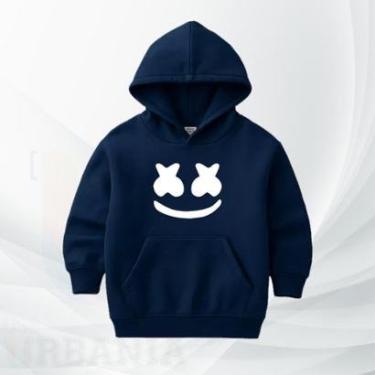 Imagem de Moletom Infantil Moleton Canguru com Capuz e Bolso Estampa DJ Marshmallow Smile Casual Inverno-Unissex