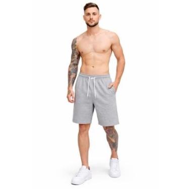 Imagem de Short Moletom Bermuda Moleton Casual Confortável Com Bolsos Cordão Ajustável Treino Academia-Masculino