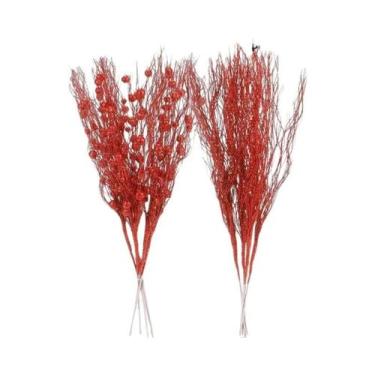 Imagem de Galhos Artificiais Com Glitter E Frutas Para Decoração De Árvore De Na