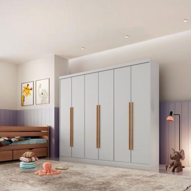 Imagem de Guarda Roupa Infantil Sofia 6 Portas 2 Gavetas 100% MDF Branco-naturalle Moderna Mobilia