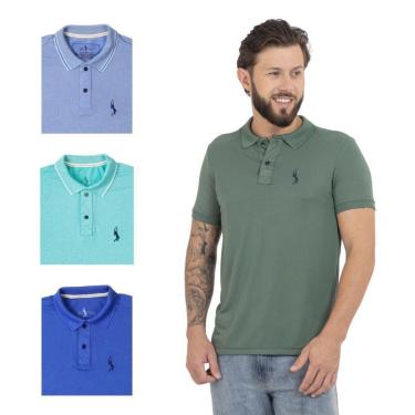 Imagem de Kit 4 Camisa Polo Masculina Elegante Dia a Dia Piquet-Masculino