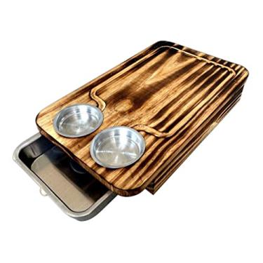 Imagem de Tábua Inteligente Carne Para Churrasco Madeira Com Gaveta E 2 Potes