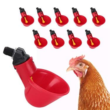 Imagem de 10 peças bebedouro automático de frango,tigela de água para aves, acessórios de gaiola de ferramentas de água sem vazamento, para codorna de galinha, bebedor de galinha, bebedor de galinha, bebedor de água de galinha, bebedor de água de aves