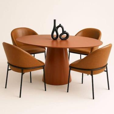 Imagem de Mesa De Jantar Cone Oval 120x80 Cm Laca Terracota - Marrom