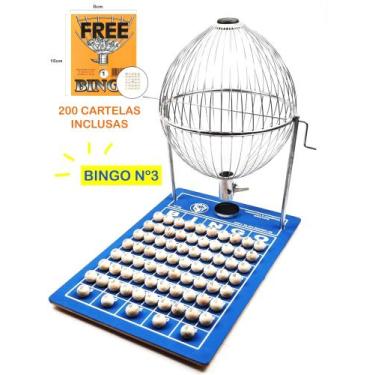 Imagem de Bingo Globo Cromado N3 Completo C/ 200 Cartelas - BingToys