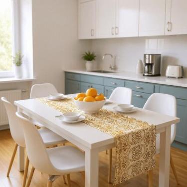 Imagem de Trilho De Mesa Metalizado Dourado Mod361 Rolo 0,50x20,00m Vinil PVC - 