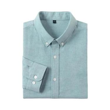 Imagem de Camisa Oxford Slim-Fit Masculina De Algodão Com Mangas Longas Casual R