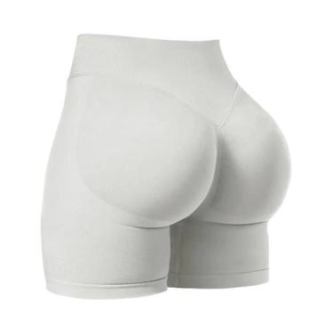 Imagem de Shorts De Yoga Femininos De Cintura Alta Sem Costura Com Compressão E 