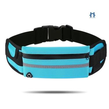 Imagem de Bolsa Pochete Esportiva Unissex para Celular com Bolsos Laterais Faixa Refletiva Impermeável Azul OEM