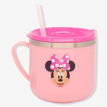 Imagem de Caneca Infantil Caneca Flip Infantil Minnie Mouse com Capacidade 250ML e Alça Ergonômica Rosa Mickey e Minnie