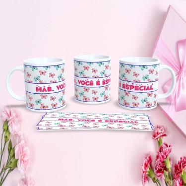 Imagem de Caneca de Porcelana Mães Estampa 105 para Presente Dia das Mães 325 ml Apta para Micro-ondas e Lava-louças Branco