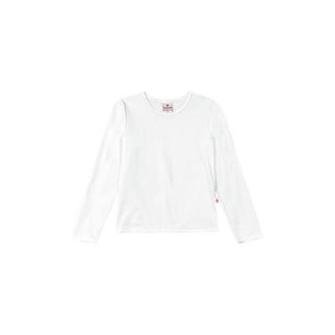 Imagem de Camiseta Branca Manga Longa Algodão Menina Brandili, Branco, 3