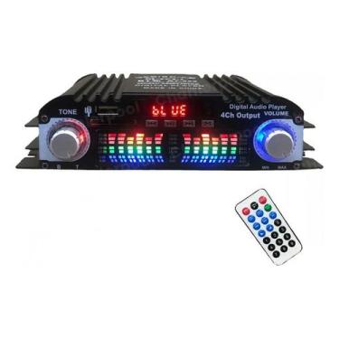 Imagem de Amplificador de áudio para carro Hifi de 4 canais Bluetooth USB SD Aux