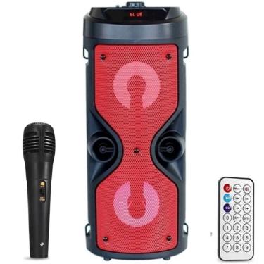 Imagem de Caixa De Som Bluetooth Potente Portátil Caixa Grande karaoke Entrada Para Microfone Led Usb Caixinha de Som Potente