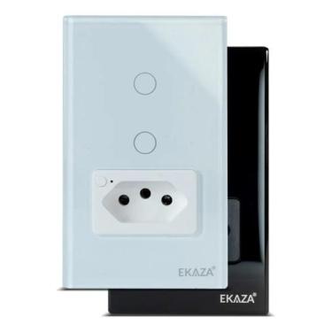 Imagem de Interruptor Inteligente Wifi Ekaza 2 Teclas Touch Com Tomada - Congrat