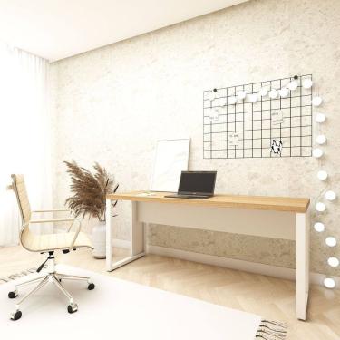 Imagem de Escrivaninha Escritório Home Office 1,70m X 0,70m com Pés em Metal Industrial Executive...