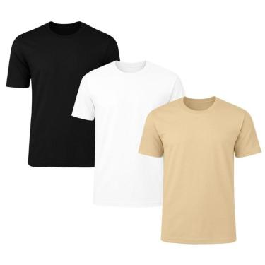 Imagem de Kit 3 Camisetas Masculina Lisa Básica 100% Algodão-Masculino