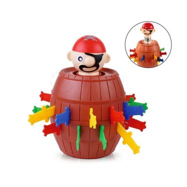 Imagem de Jogo de Tabuleiro Jogo Barril Pirata Pula 16 Adagas com Atenção e Concentração Marrom OEM