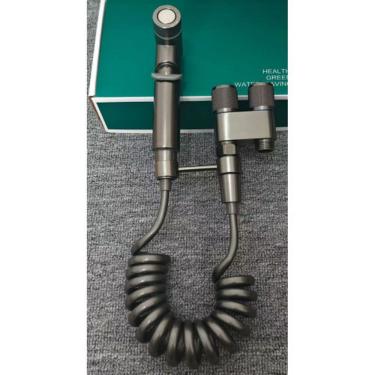 Imagem de Ducha Higiênica para Banheiro e Lavatório Registro Duplo com 1 Entrada e 2 Saídas Cinza Chumbo Cromada OEM