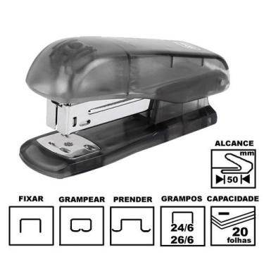 Imagem de Grampeador Tilibra G152 Preto Plástico 9,8cm 26/6 Ou 24/6 Até 20 Folha