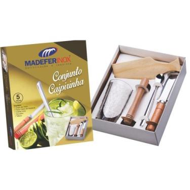 Imagem de Kit Caipirinha C/ Copo Socador Colher Faca E Tábua - Madefer - Madefer