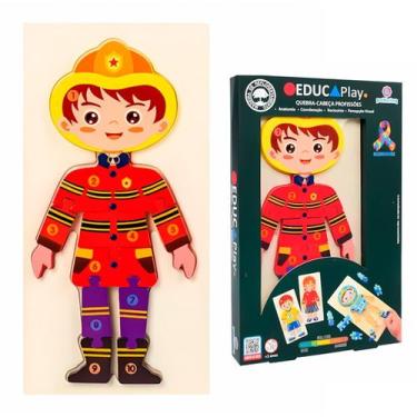 Imagem de Quebra-Cabeça Profissões Educa Play Brinquedo Educativo De Madeira Com