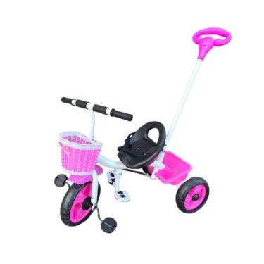 Imagem de Triciclo Motoca Infantil Pedal Com Empurrador Rosa - ELITE