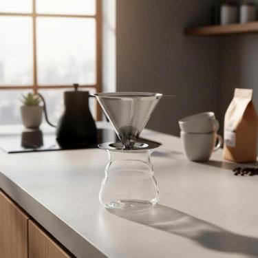 Imagem de Coador Filtro Café Aço Inox Permanente Tam Grande - Casa Onze