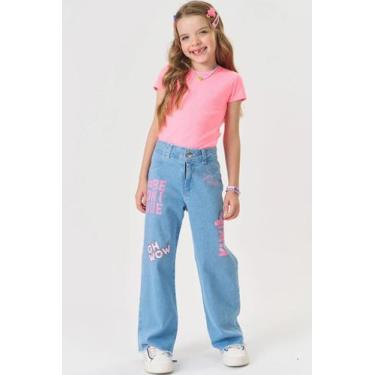 Imagem de Calça Wide Leg Infantil Menina Kukiê, Jeans, 14
