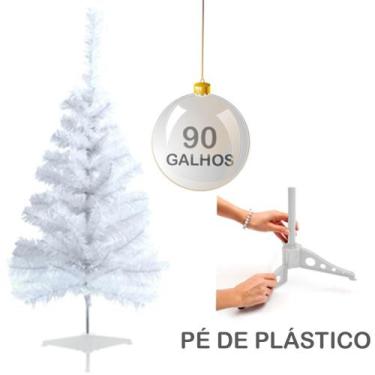 Imagem de Arvore de natal 90cm branca com 90 galhos e pe de plastico - NATALKASA