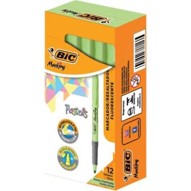 Imagem de Caneta Marca Texto Marking Verde Pastel CX.C/12 - BIC