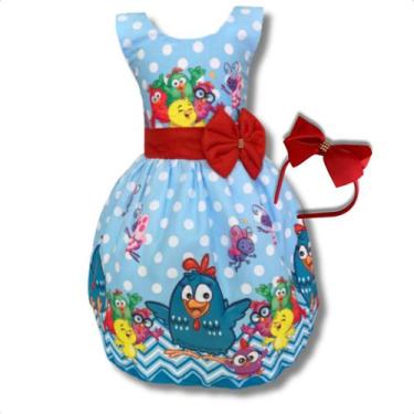 Imagem de Vestido Temático Infantil Galinha Pintadinha Azul Luxo - Bento E Maria