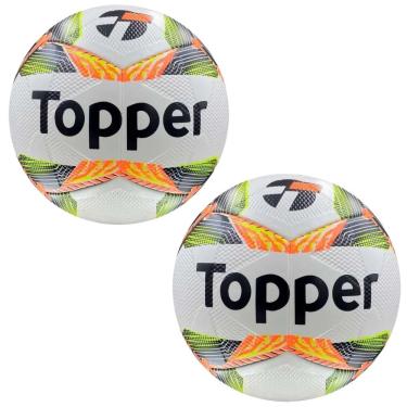 Imagem de Kit 2 Bola de Futsal Slick 2024 para Jogo e Treino Amarelo e Laranja Topper