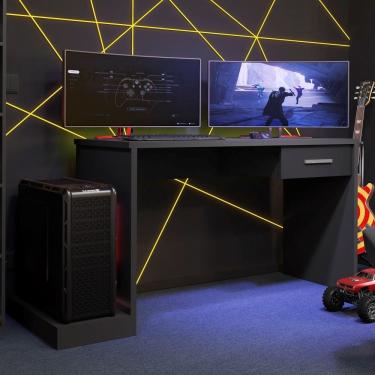 Imagem de Mesa Gamer Retangular Drx-9000 Moderno 1 Gaveta MDP 152cm Preto Móveis Leão