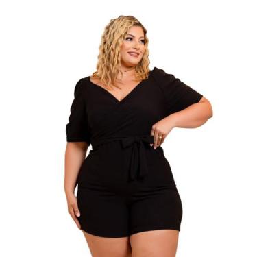Imagem de Macaquinho Plus Size Feminino Manga Princesa 3/4 Com Faixa - Bellucy M