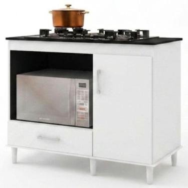 Imagem de Balcão Cooktop J&A Móveis Classic 5 bocas com porta e gaveta Branco - 