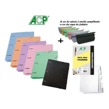 Imagem de Fichário Universitário ACP com 3 Argolas e Estojo Integrado - LARANJA 
