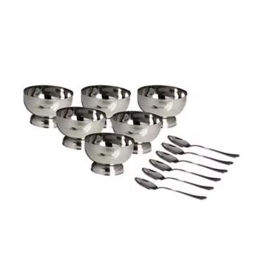 Imagem de Jogo para Sobremesa IN6955 12 Peças em Aço Inoxidável com Taças e Colheres Alto Brilho Inox Euro Home