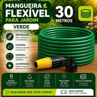 Imagem de Mangueira Jardim 30 Metros Com Esguicho Trançada Reforçada Flexível An