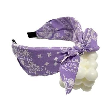 Imagem de Faixas De Cabelo Vintage Elegantes Com Estampa Boho E Laço Para Mulher