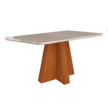 Imagem de Mesa Multiuso Cozinha Maitê c/ Tampo Madeirado c/ Vidro Canto Curvo 13
