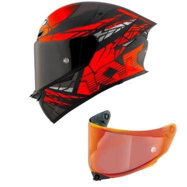 Imagem de Capacete KYT TT Revo Combustion Preto e Vermelho Mais Viseira Vermelha
